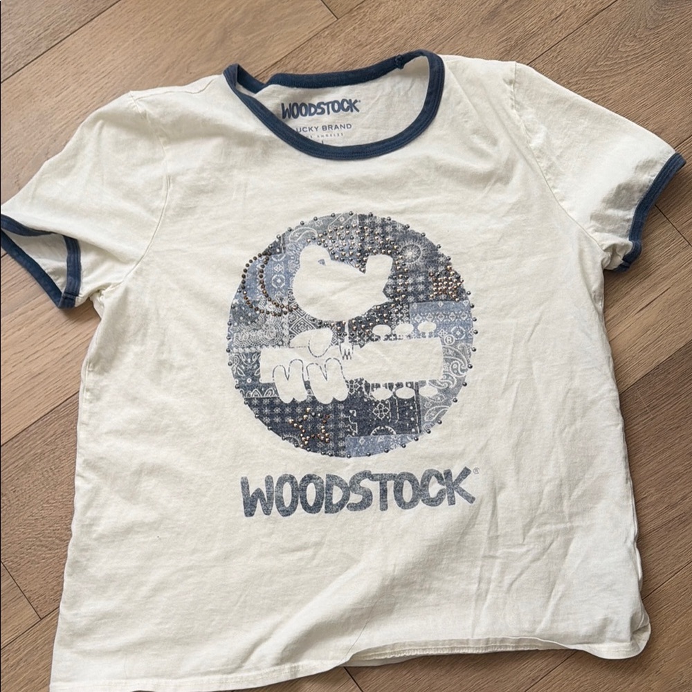 Women’s Lucky Brand Woodstock embellished Ringer t-shirt L